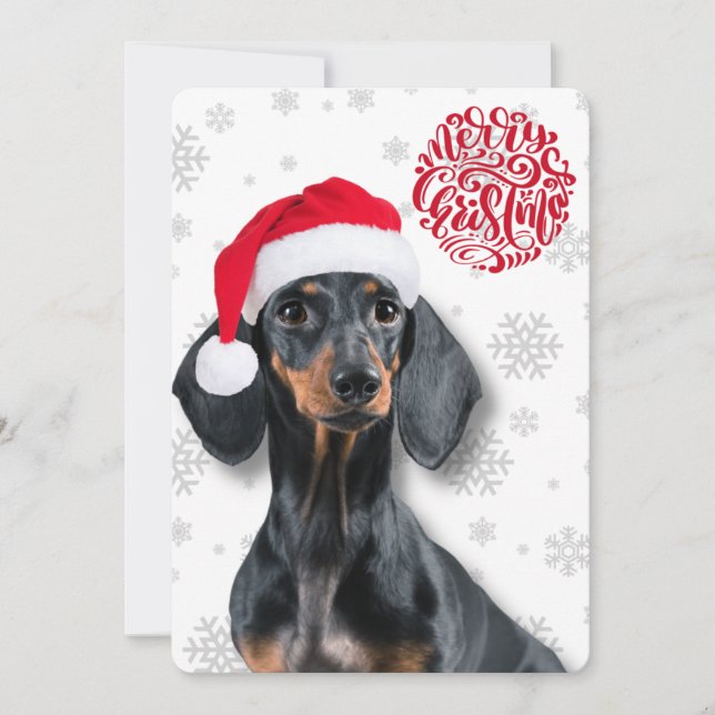Tarjeta Festiva Mascota de perro de Dachshund Wiener Navidades de  (Anverso)