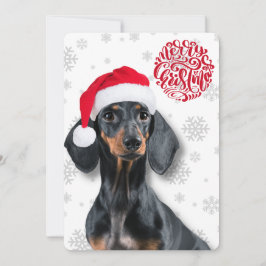 Tarjeta Festiva Mascota de perro de Dachshund Wiener Navidades de 