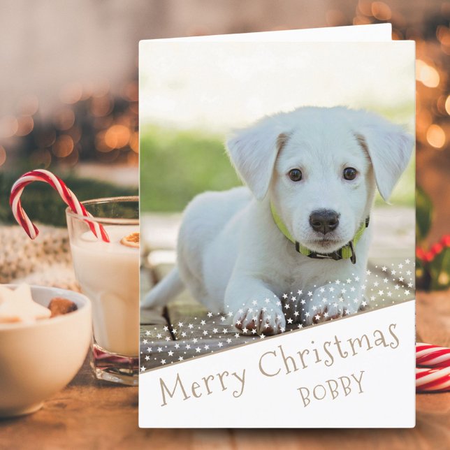 Tarjeta Festiva Mascota de perro lindo estrellas de fotos Feliz Na (Subido por el creador)