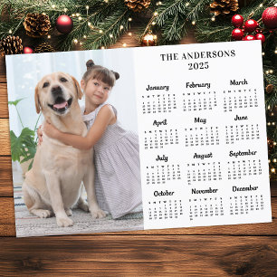 Tarjeta Festiva mascota del calendario 2025 Niños de perro Persona