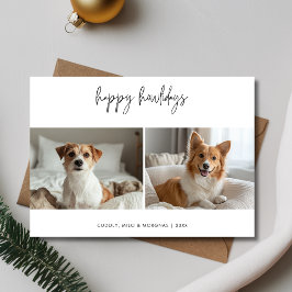Tarjeta Festiva Mascota Felices Howlidays Dog Photo Christmas Gree