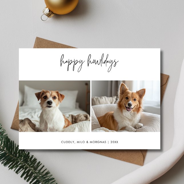 Tarjeta Festiva Mascota Felices Howlidays Dog Photo Christmas Gree (Subido por el creador)