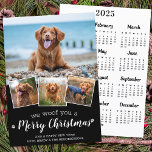 Tarjeta Festiva Mascota Foto Woof Merry Christmas Dog 2025 Calenda<br><div class="desc">¡Te Alegramos Una Feliz Navidad! Envíe saludos de vacaciones lindos y divertidos con esta tarjeta de festividad personalizado mascota súper adorable y personalizada y tarjetas de calendario 2025 en la parte trasera. Feliz Navidad deseos del perro con hermosas huellas de pata en un divertido diseño moderno de collage de fotos....</div>