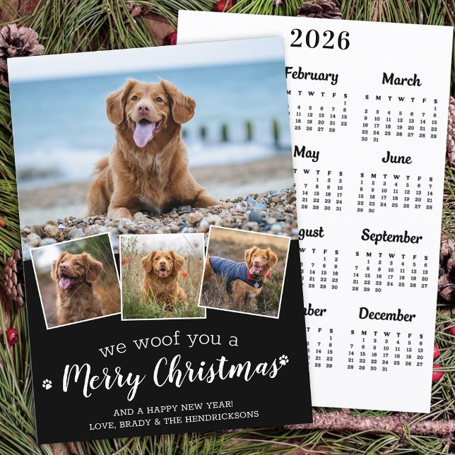Tarjeta Festiva Mascota Foto Woof Merry Christmas Dog 2025 Calenda (Subido por el creador)