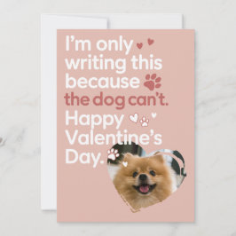 Tarjeta Festiva Mascota linda y corazones divertidos San Valentín 