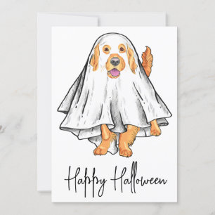 Tarjeta Festiva Mascota lindo cachorro perro fantasma feliz Hallow