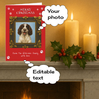 Tarjeta Festiva Mascota navideño de Feliz Rojo