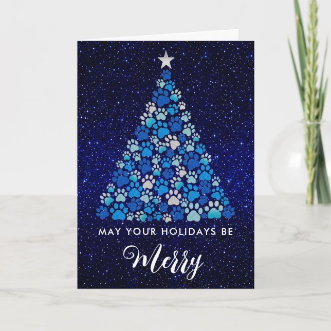 Tarjeta Festiva Mascota Paws Tree Vet Dog Groomer Salon Holiday Ca (Anverso)