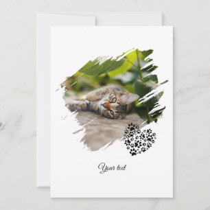 Tarjeta Festiva Mascota Perro Gato Pata Foto Personalizada Día de 