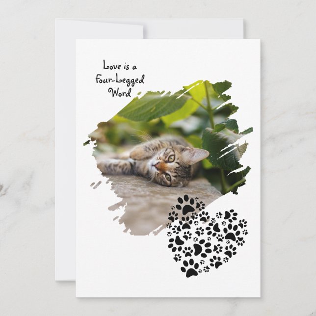 Tarjeta Festiva Mascota Perro Gato Pata Foto Personalizada Día de  (Anverso)