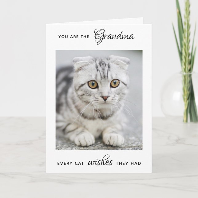 Tarjeta Festiva Mascota personalizado foto gata día de la abuela d (Anverso)