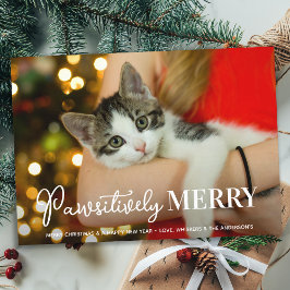 Tarjeta Festiva Mascota Personalizado Gato, curiosamente Merry, Na