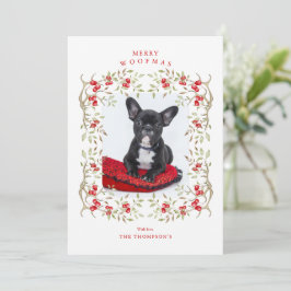 Tarjeta Festiva Mascota rústico Woodland Antler y foto de Berry Wr