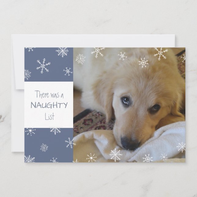 Tarjeta Festiva Mascota travieso o azul agradable de copo de nieve (Anverso)