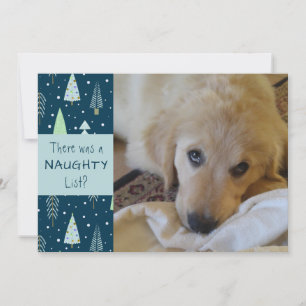 Tarjeta Festiva Mascota travieso o bonitos árboles azules Felices