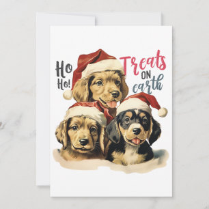 Tarjeta Festiva Mascotas de perros Navidades retro tratados 2023