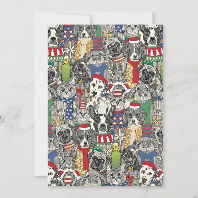 Tarjeta Festiva mascotas navidades (Anverso)