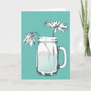 Tarjeta Festiva mason jar daisies
