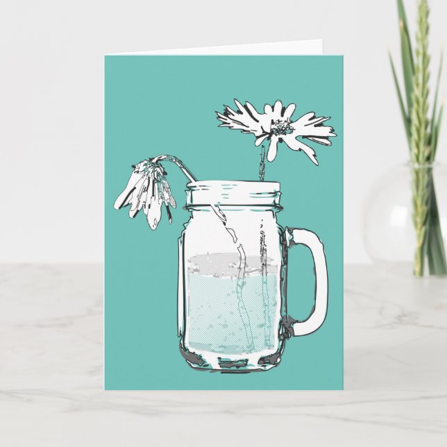 Tarjeta Festiva mason jar daisies (Anverso)