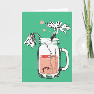 Tarjeta Festiva mason jar daisy ahogwns