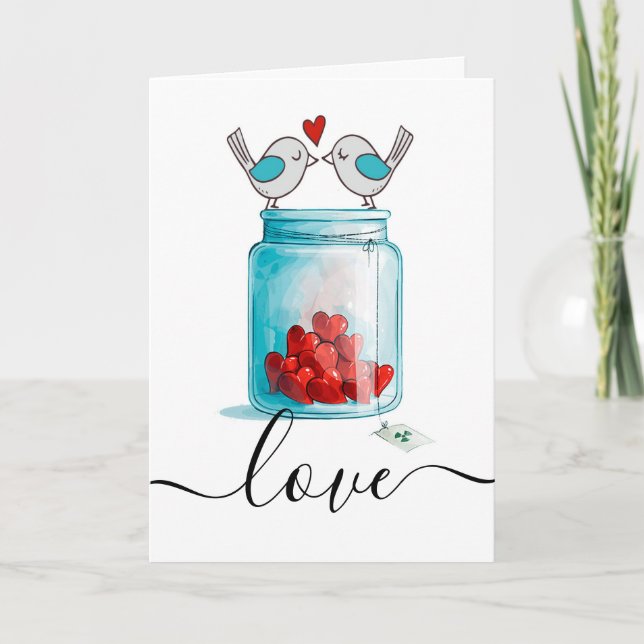 Tarjeta Festiva Mason Jar de amor (Anverso)