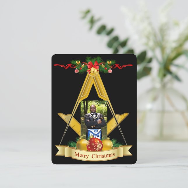 Tarjeta Festiva Mason personalizado (Anverso de pie)