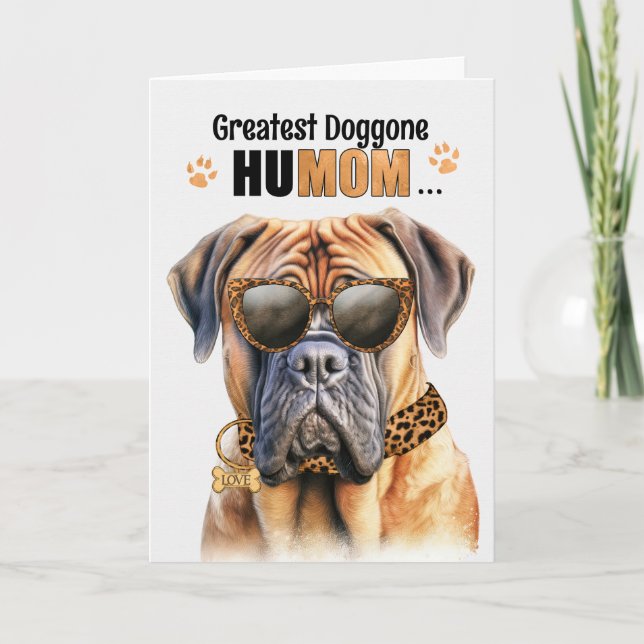 Tarjeta Festiva Mastiff Dog Greatest HuMOM Mother's Day (Anverso)