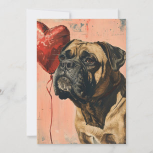 Tarjeta Festiva Mastiff Vintage El día de San Valentín