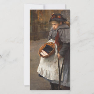 Tarjeta Festiva Matchstick Chica Pobre Calle Urchin Pobreza Urbana