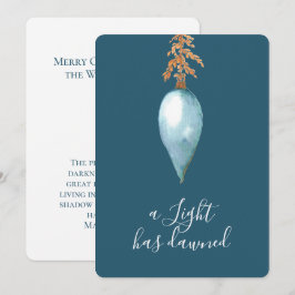 Tarjeta Festiva Mateo 4:16 | Navidades de color azul personalizado
