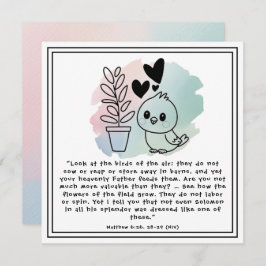 Tarjeta Festiva Mateo 6:26, 28-29 Aliento para aves de plantas dom