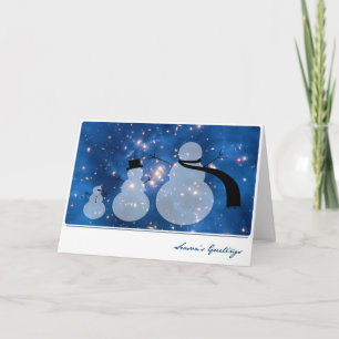 Tarjeta Festiva Materia oscura con galaxia y muñecos de nieve – Hu