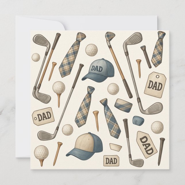 Tarjeta Festiva Material de golf con papá para el padre del golf (Anverso)