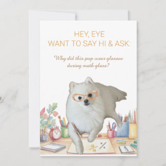Tarjeta Festiva Math Class Joke Card with Punny Pup