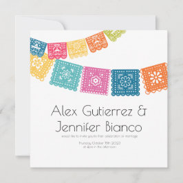 Tarjeta Festiva Matrimonio - Boda - Papel Picado Boda