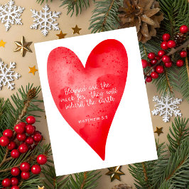 Tarjeta Festiva Matthew 5:5 Scripture Christmas Greeting Card