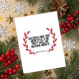Tarjeta Festiva Matthew 5:7 Scripture Christmas Greeting Card