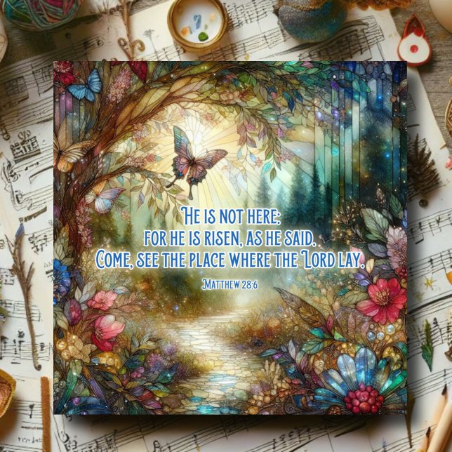 Tarjeta Festiva Matthew Verse Seted Glass Christian Easter (Subido por el creador)