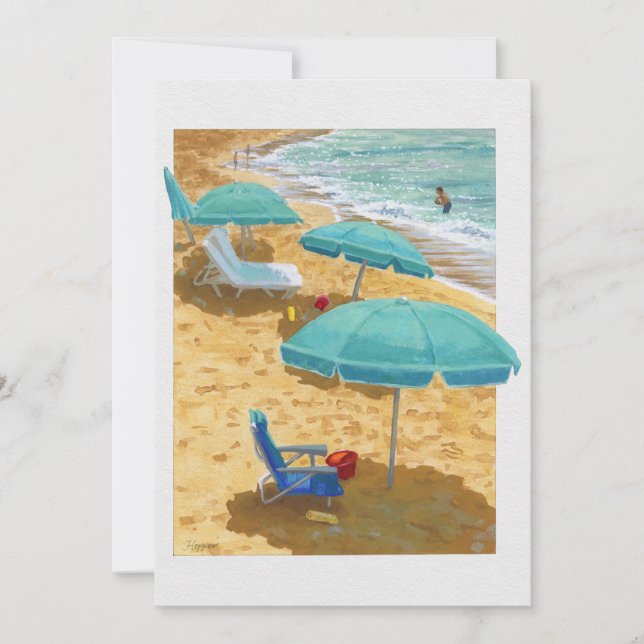 Tarjeta Festiva Maui Beach Umbrellas - Bahía Kapalua (Anverso)
