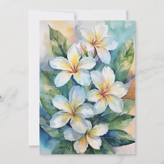 Tarjeta Festiva Maui Plumeria (Anverso)