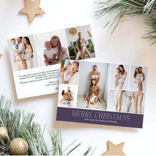 Tarjeta Festiva MAUVE Merry Christmas Elegage 9 Collage Photo