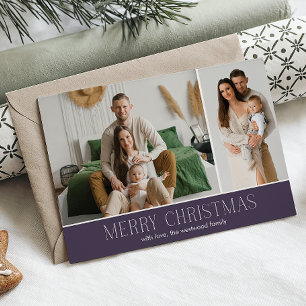 Tarjeta Festiva MAUVE MERRY Christmas Elegant 2 Photo message