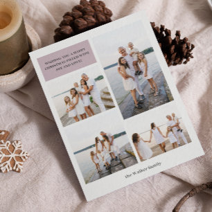 Tarjeta Festiva Mauve Moderno Neutral 4 Foto Elegante
