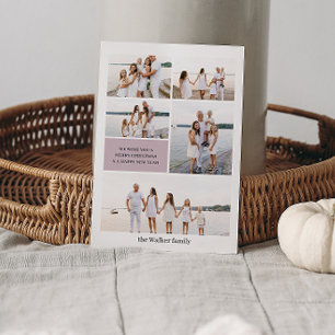 Tarjeta Festiva Mauve Moderno Neutral 5 Foto Elegante