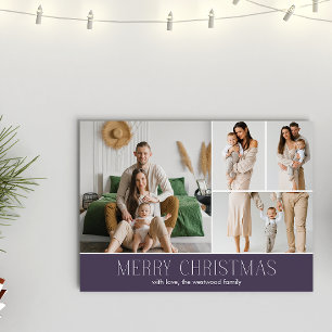 Tarjeta Festiva MAUVE Navidades Elegant 4 Collage Photo message