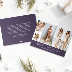 Tarjeta Festiva MAUVE Navidades Elegant 6 Collage Photo message