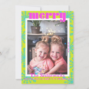 Tarjeta Festiva Máximo Merry Colorful Snowflake Foto moderna