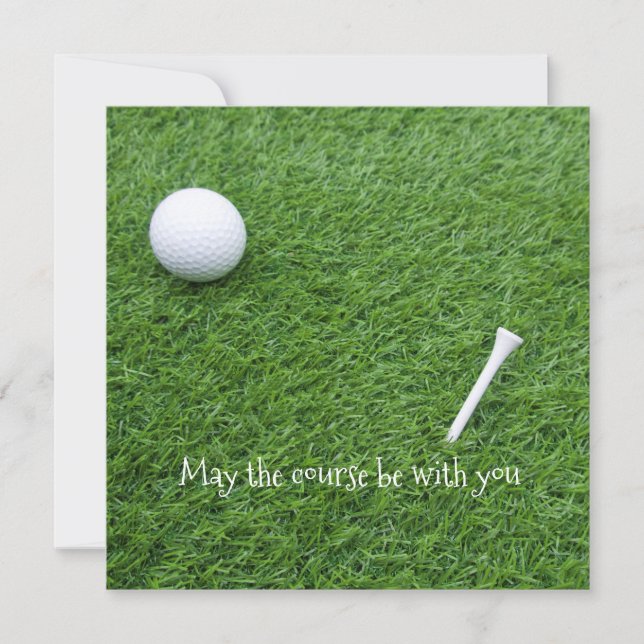 Tarjeta Festiva May the course be with you with golf ball and tee (Anverso)