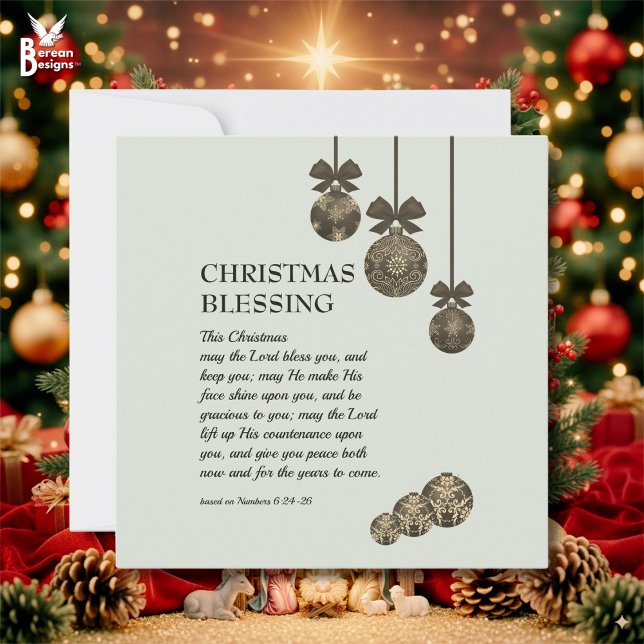 Tarjeta Festiva MAY THE LORD BLESS YOU Christian Christmas (Modern Christian Christmas card based on the Blessing in Numbers 6)