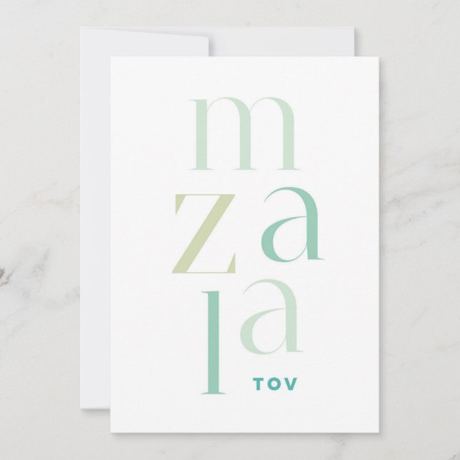 Tarjeta Festiva Mazel Tov felicita al hebreo verde (Anverso)